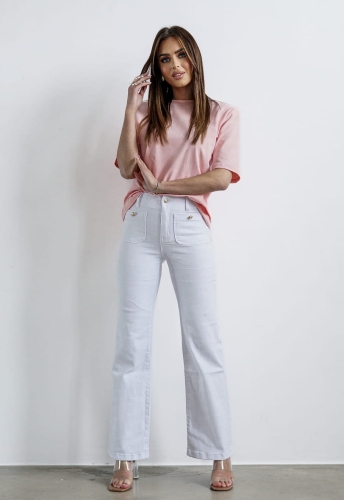 spodnie jeansowe biale secret denim xs s m l xl prosta nogawka www.butiklatuss.pl