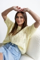 azurowy sweter kid moher welna na krotki rekaw zolty www.butiklatuss.pl