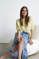 azurowy sweter kid moher welna na krotki rekaw zolty www.butiklatuss.pl
