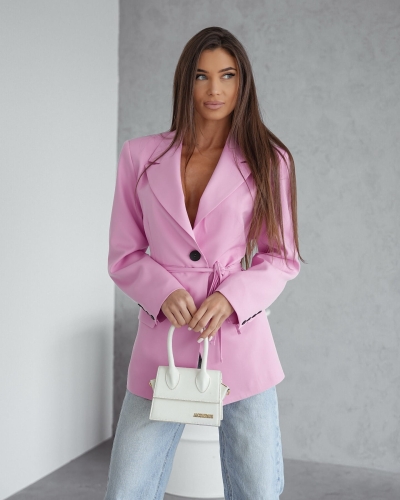 marynarka me gusta rozowa wiazana w talii www.butiklatuss.pl rozmiar uniwersalny
