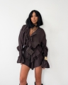 koszula la milla czekoladowa z zabotem z falbankami www.butiklatuss.pl