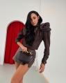 koszula la milla z kwiatem czekoladowa wiazanie na szyi na dekolcie z wiskozy www.butiklatuss.pl