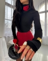 golf la milla czarny z rozami czerwonymi czerwone roze s m l www.butiklatuss.pl