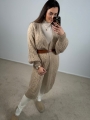 sweter kardigan azurowy za kolano bezowy